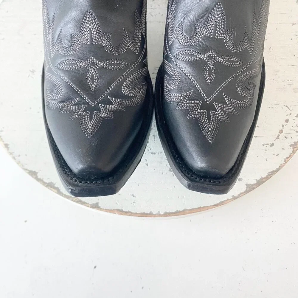 Lane LEXINGTON Over The Knee Womens Cowboy Boots 7.5 Black Western Cowgirl Tall